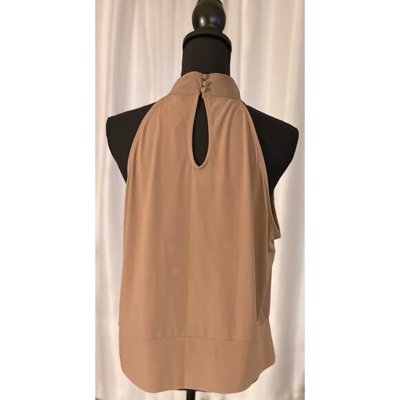 7th Ave Mock Neck Top Size L Tan Sleeveless - Picture 3 of 4